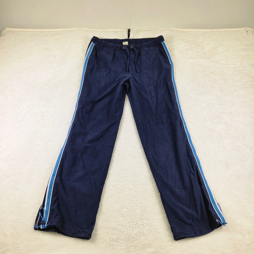 Green Tea Womens Large Navy Blue Striped Track Pants Bungee Hem FW4445EN23